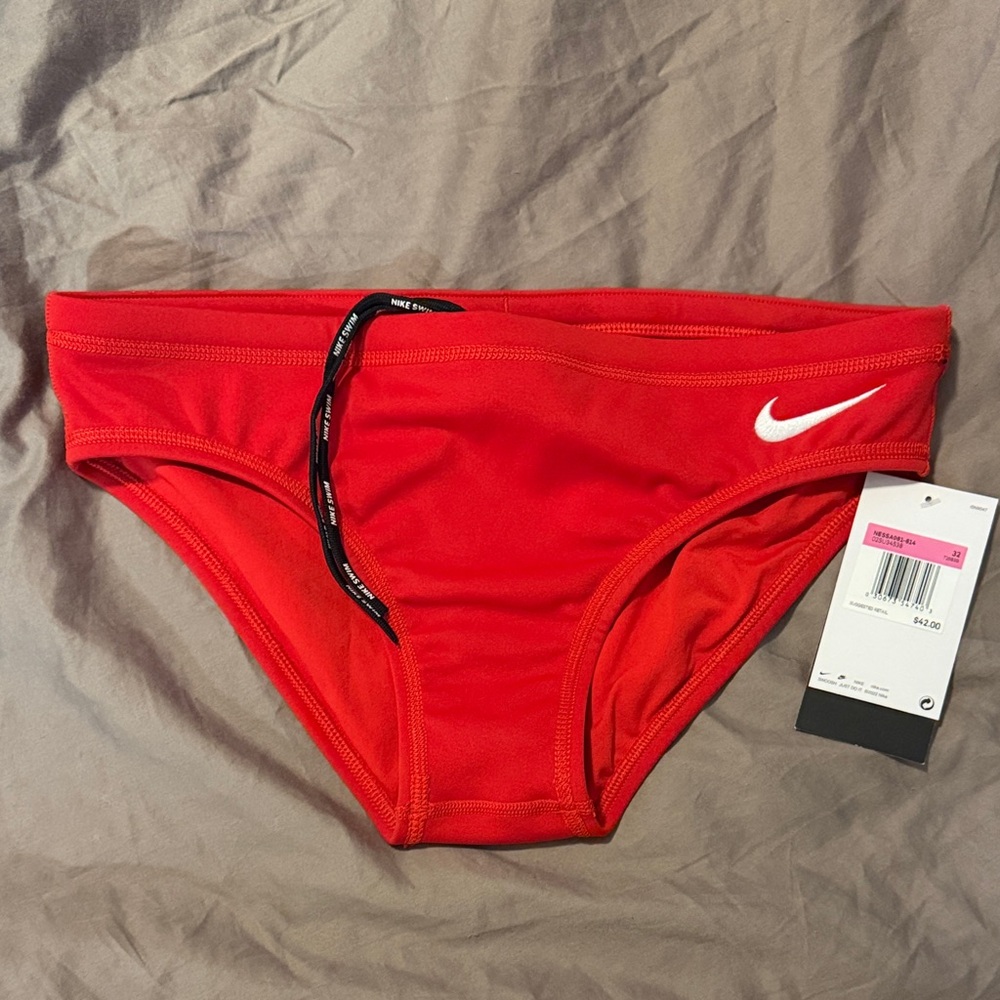 NWT | Nike Red Swim Briefs with White Logo